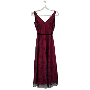 ADRIANNA PAPELL Vintage 90s Goth Prom Evening Dress Burgundy Red Size 4P Vampire
